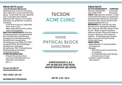 Package Label (Tucson Acne Clinic Tinted Physical Block Sunscreen 201)